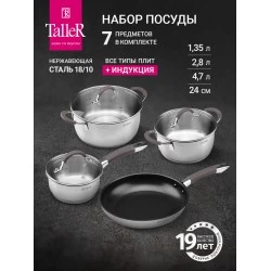 Набор посуды Taller TR-11020 7 пр. (серебристый)