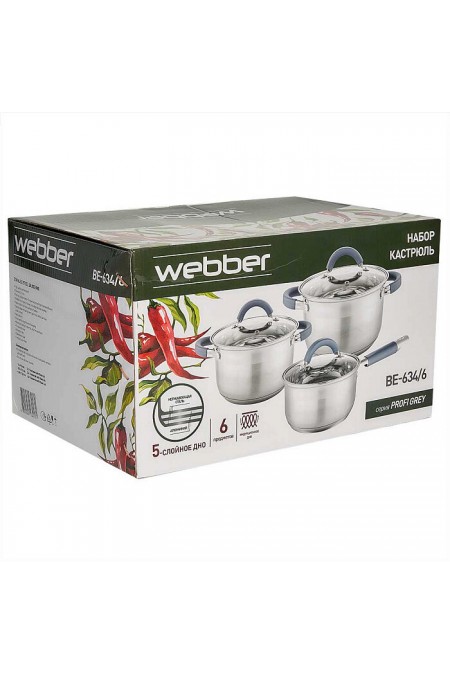Набор посуды Webber BE-634/6 6 пр. (серебристый) 5