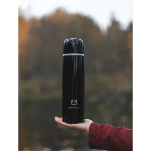 Классический термос Арктика 102-1000 1 л (черный/белый) 
