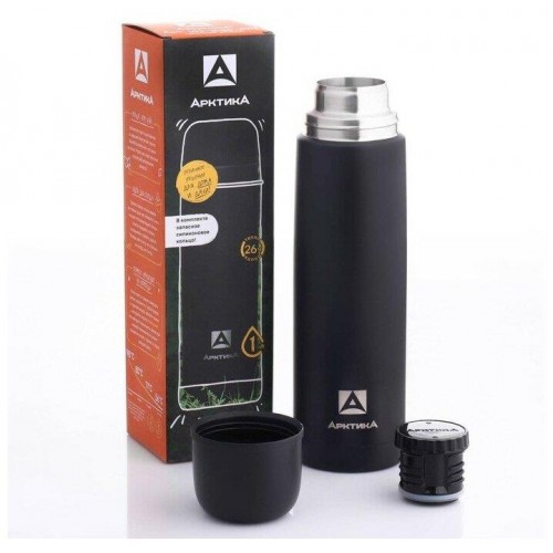 Классический термос Арктика 102-1000 1 л (черный/белый) 2