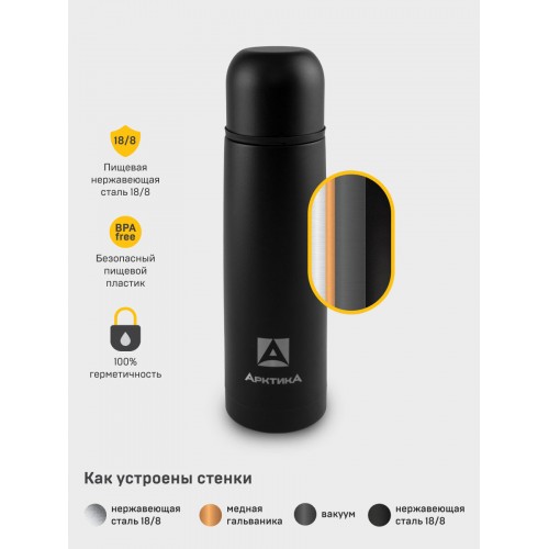 Классический термос Арктика 102-500 0.5 л (черный матовый) 7