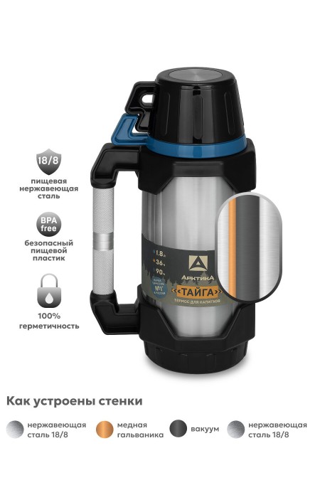 Классический термос Арктика 110-2200 2.2 л (черный/серебристый) 6
