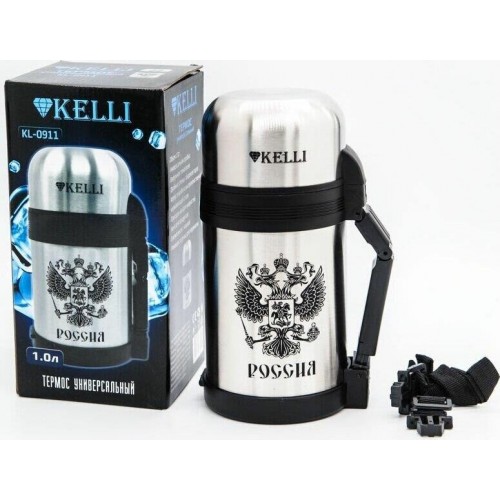 Классический термос Kelli КТ-0911 1 л (серебристый) 2