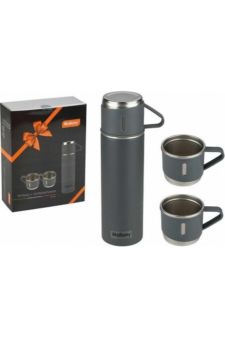 Классический термос Mallony Festa 106052 0.5 л + 3 кружки (серый) 