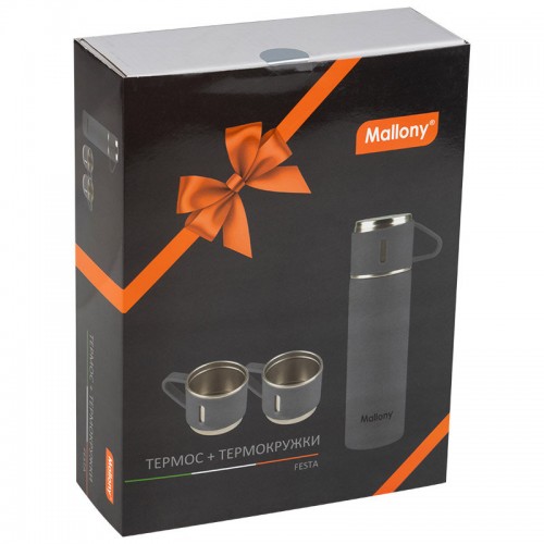 Классический термос Mallony Festa 106052 0.5 л + 3 кружки (серый) 3