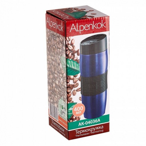 Термокружка Alpenkok с силиконовой вставкой 0.4 л (фиолетовый) 3