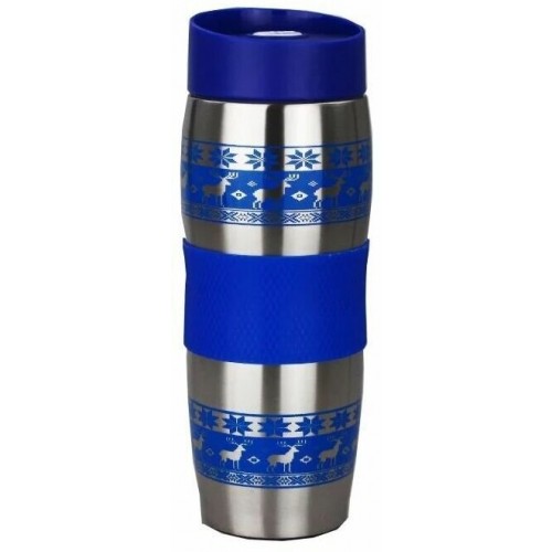 Термокружка Alpenkok с силиконовой вставкой 0.4 л (олени синий) 4