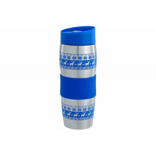 Термокружка Alpenkok с силиконовой вставкой 0.4 л (олени синий) 5