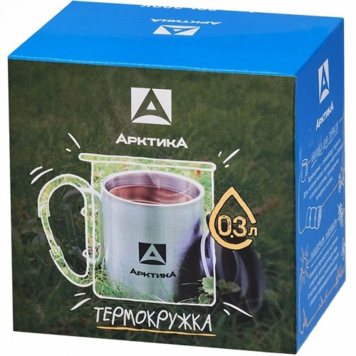 Термокружка Арктика 801-300К с карабином 0.3 л (серебристый) 6