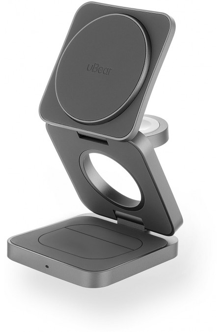 Беспроводное зарядное устройство uBear Balance 3 в 1 Для IPhone, Apple Watch, Airpods, 25W (серый) 