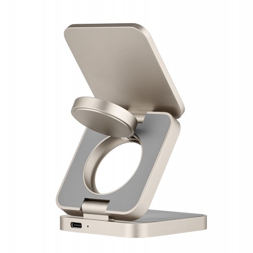 Беспроводное зарядное устройство uBear Balance 3 в 1 Для IPhone, Apple Watch, Airpods, 25W (титан) 2