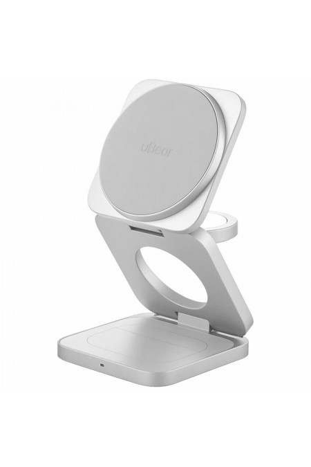 Беспроводная зарядная панель uBear Balance Slim 3 в 1 Для IPhone, Apple Watch, Airpods, Qi2.2 35W (серебристый) 