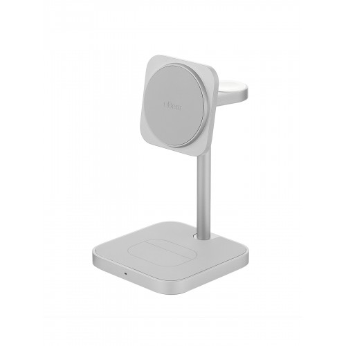 Беспроводное зарядное устройство uBear Evoke Qi2 3 в 1 Для IPhone, Apple Watch, Airpods, 25W (серебристый) 4