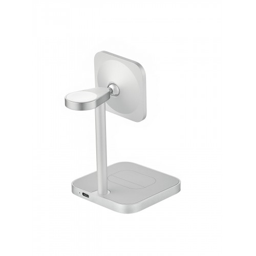 Беспроводное зарядное устройство uBear Evoke Qi2 3 в 1 Для IPhone, Apple Watch, Airpods, 25W (серебристый) 5