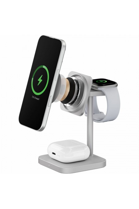 Беспроводная зарядная панель uBear Evoke Qi2.2 3 в 1 Для IPhone, Apple Watch, Airpods, 25W (серебристый) 7