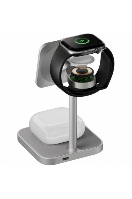 Беспроводная зарядная панель uBear Evoke Qi2.2 3 в 1 Для IPhone, Apple Watch, Airpods, 25W (серый) 7