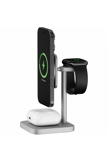 Беспроводная зарядная панель uBear Evoke Qi2.2 3 в 1 Для IPhone, Apple Watch, Airpods, 25W (серый) 8