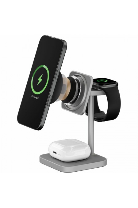 Беспроводная зарядная панель uBear Evoke Qi2.2 3 в 1 Для IPhone, Apple Watch, Airpods, 25W (серый) 9