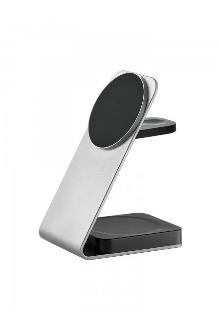Беспроводная зарядная панель uBear Level Ultra 3 в 1 Для IPhone Apple Watch Airpods Qi2 25W (серебристый) 