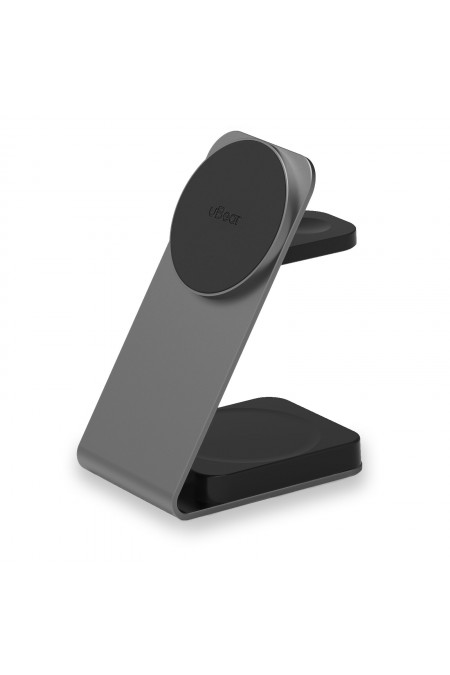 Беспроводная зарядная панель uBear Level Ultra 3 в 1 Для IPhone Apple Watch Airpods Qi2 25W (серый) 