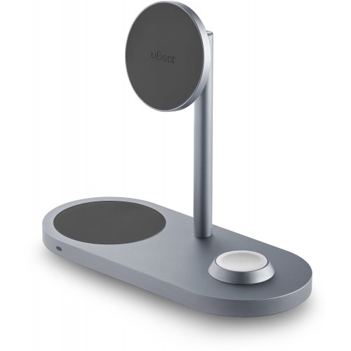 Беспроводное зарядное устройство uBear Stage Pro 3 в 1 Для IPhone, Apple Watch, Airpods, 30W (титан) 