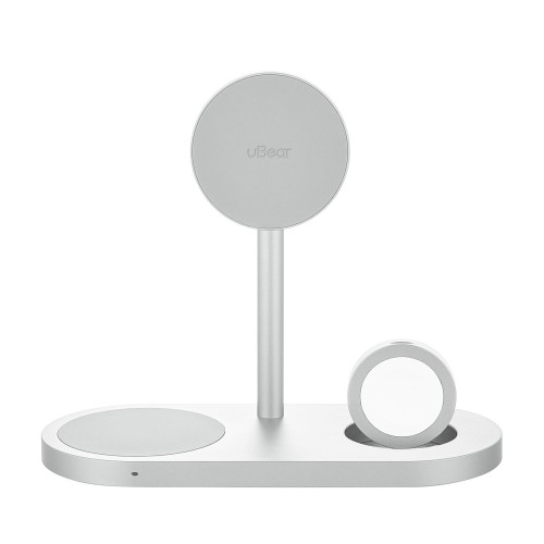 Беспроводное зарядное устройство uBear Stage Ultra 3 в 1 Для IPhone, Apple Watch, Airpods, Qi2 25W (серебристый) 1