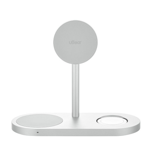 Беспроводное зарядное устройство uBear Stage Ultra 3 в 1 Для IPhone, Apple Watch, Airpods, Qi2 25W (серебристый) 2