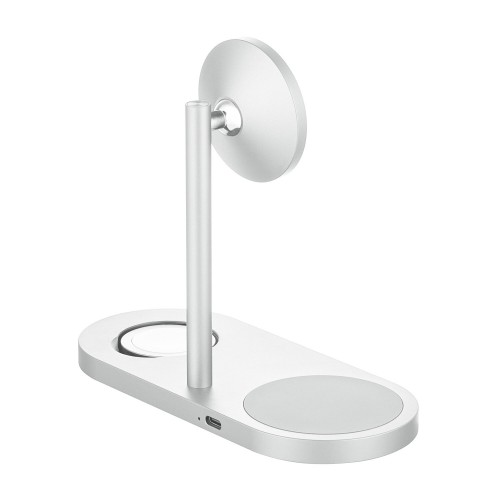 Беспроводное зарядное устройство uBear Stage Ultra 3 в 1 Для IPhone, Apple Watch, Airpods, Qi2 25W (серебристый) 5