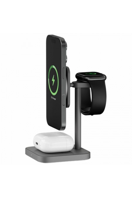 Беспроводное зарядное устройство uBear Balance Kevlar 3 в 1 Для IPhone, Apple Watch, Airpods, 25W (серый) 5