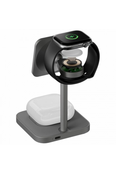 Беспроводное зарядное устройство uBear Balance Kevlar 3 в 1 Для IPhone, Apple Watch, Airpods, 25W (серый) 6