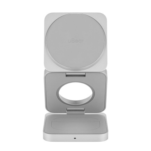 Беспроводное зарядное устройство uBear Balance Ultra 3 в 1 Для IPhone, Apple Watch, Airpods, 25W (серебристый) 2