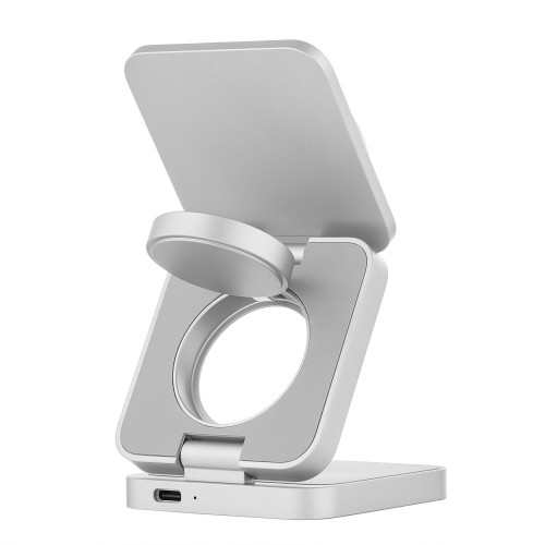 Беспроводное зарядное устройство uBear Balance Ultra 3 в 1 Для IPhone, Apple Watch, Airpods, 25W (серебристый) 3