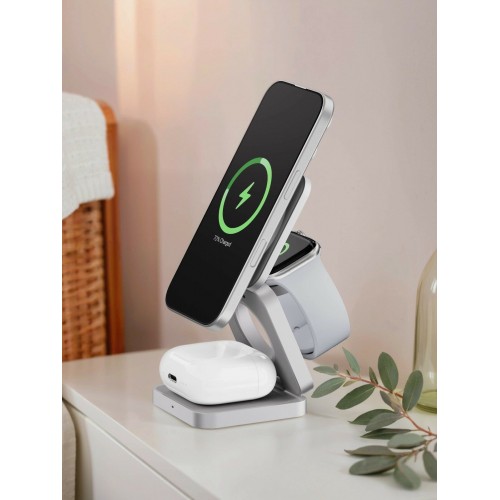 Беспроводное зарядное устройство uBear Balance Ultra 3 в 1 Для IPhone, Apple Watch, Airpods, 25W (серебристый) 7