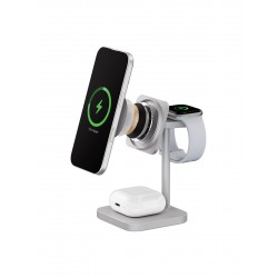 Беспроводное зарядное устройство uBear Evoke Qi2 3 в 1 Для IPhone, Apple Watch, Airpods, 25W (серебристый)