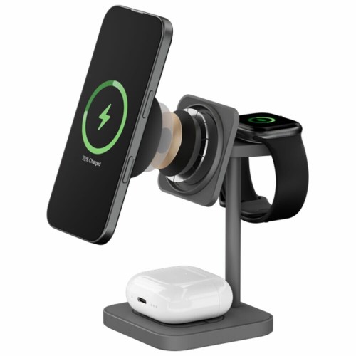 Беспроводное зарядное устройство uBear Evoke Qi2 3 в 1 Для IPhone, Apple Watch, Airpods, 25W (серый) 2