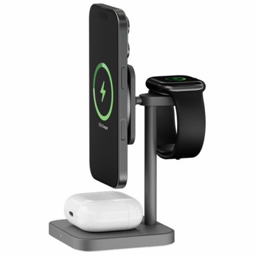 Беспроводное зарядное устройство uBear Evoke Qi2 3 в 1 Для IPhone, Apple Watch, Airpods, 25W (серый) 3