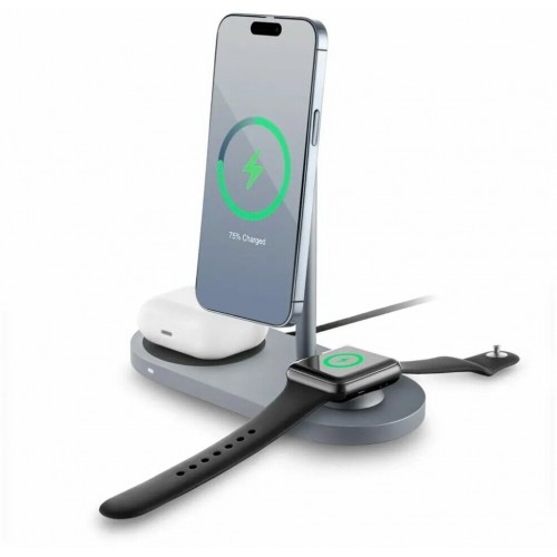Беспроводное зарядное устройство uBear Stage Pro 3 в 1 Для IPhone, Apple Watch, Airpods, 30W (серый) 4