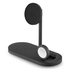 Беспроводное зарядное устройство uBear Stage Pro Kevlar 3 в 1 Для IPhone, Apple Watch, Airpods, 30W (черный)