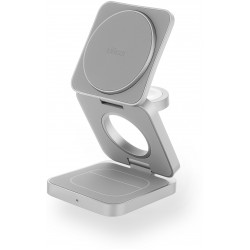 Беспроводное зарядное устройство uBear WL09SL31-ADM, Balance 3 в 1, MagSafe, 25 Вт (светлый серый)
