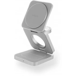 Беспроводное зарядное устройство uBear WL09SL31-ADM, Balance 3 в 1, MagSafe, 25 Вт (светлый серый)