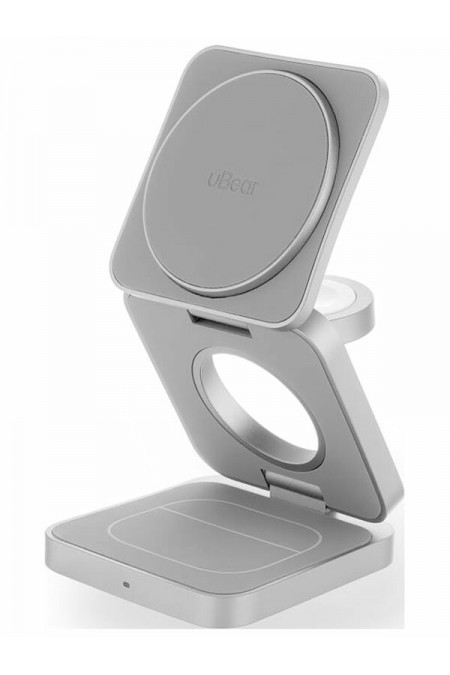 Беспроводное зарядное устройство uBear WL09SL31-ADM, Balance 3 в 1, MagSafe, 25 Вт (светлый серый) 