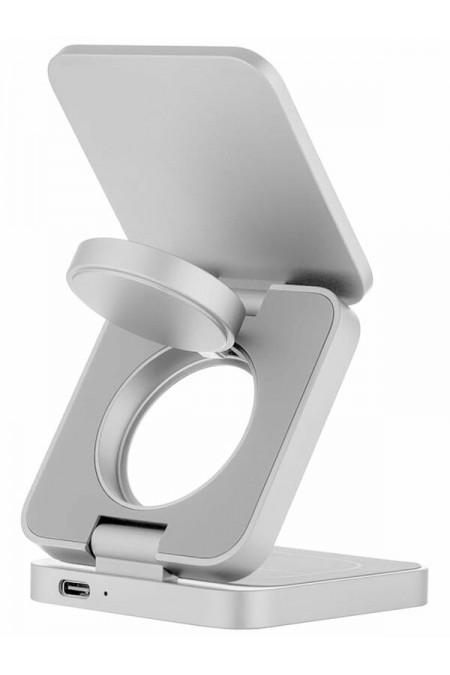 Беспроводное зарядное устройство uBear WL09SL31-ADM, Balance 3 в 1, MagSafe, 25 Вт (светлый серый) 1