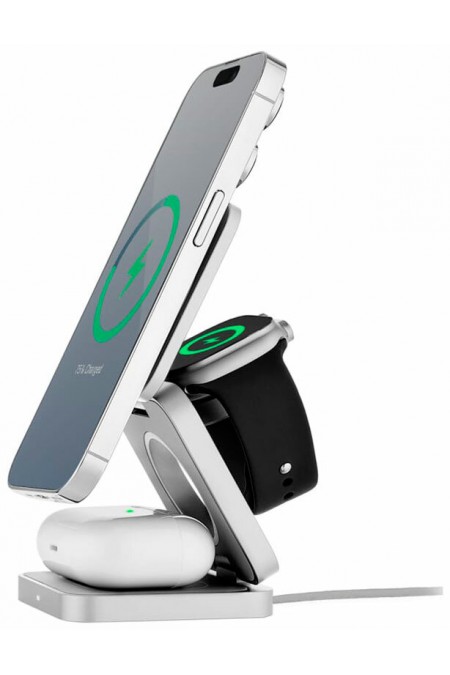 Беспроводное зарядное устройство uBear WL09SL31-ADM, Balance 3 в 1, MagSafe, 25 Вт (светлый серый) 2