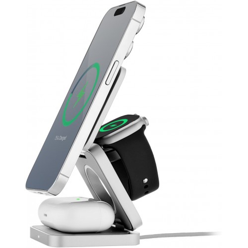 Беспроводное зарядное устройство uBear WL09SL31-ADM, Balance 3 в 1, MagSafe, 25 Вт (светлый серый) 2