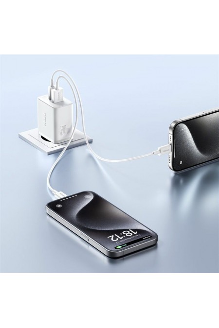 Сетевое зарядное устройство Baseus P10111403213-00 Cube USB-C+A 20W WT (белый) 1