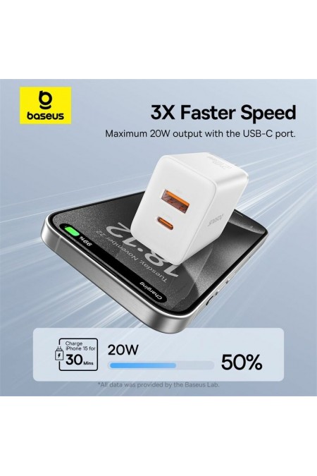 Сетевое зарядное устройство Baseus P10111403213-00 Cube USB-C+A 20W WT (белый) 4