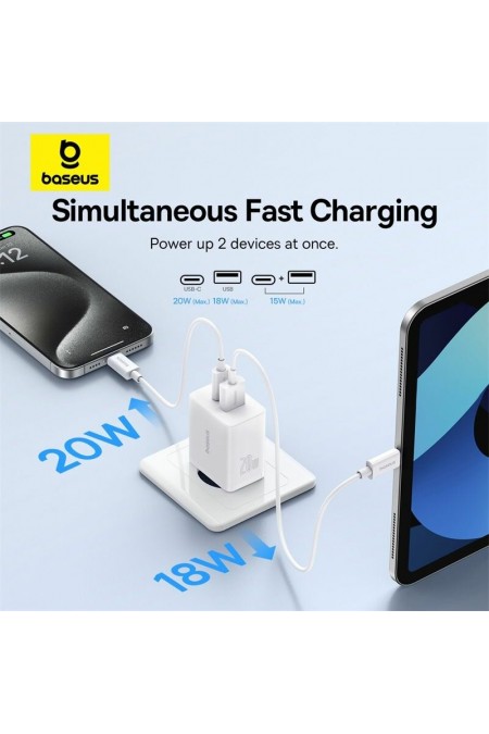 Сетевое зарядное устройство Baseus P10111403213-00 Cube USB-C+A 20W WT (белый) 5