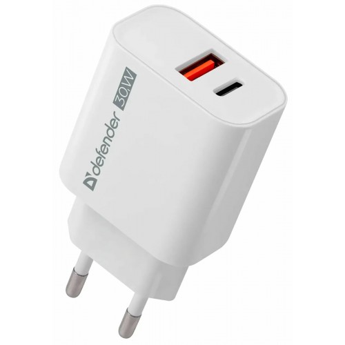 Сетевое зарядное устройство Defender UPA-130 USB-C/PD30W+USB-A/QC3.0 (83674) (белый) 