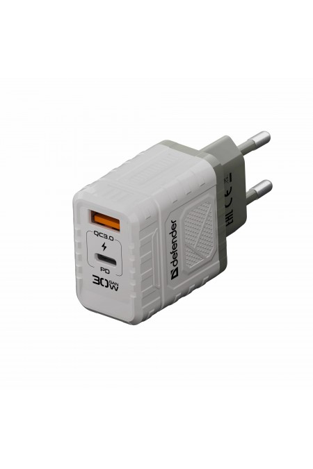 Сетевое зарядное устройство Defender UPA-132 30W USB A+C (белый) 