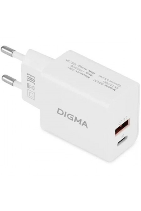 Сетевое зарядное устройство DIGMA DGW2D 3A+1A (PD+QC) USB-C/USB-A (DGW2D0F110WH) (белый) 2